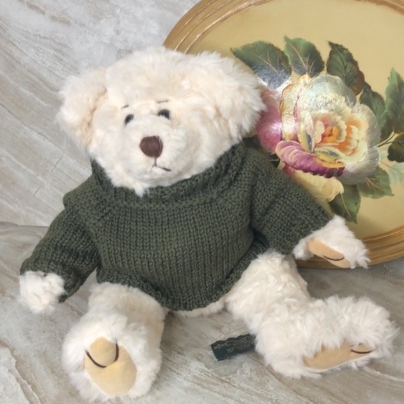 Vintage RUSS Bear “Byron” Fully Jointed‎ with Little Knit Green Sweater - Picture 4 of 12